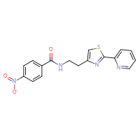 Chemical structure of 4-nitro-N-{2-[2-(pyridin-2-yl)-1,3-thiazol-4-yl]ethyl}benzamide - CSSB00025732956