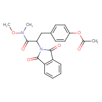 Chemical structure of 4-[2-(1,3-dioxo-2,3-dihydro-1H-isoindol-2-yl)-2-[methoxy(methyl)carbamoyl]ethyl]phenyl acetate - CSSB21151594755
