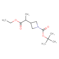 Chemical structure of tert-butyl 3-(1-ethoxy-1-oxopropan-2-yl)azetidine-1-carboxylate - CSSB00000703454