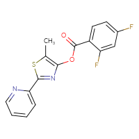 Chemical structure of 5-methyl-2-(pyridin-2-yl)-1,3-thiazol-4-yl 2,4-difluorobenzoate - CSSB00025731012