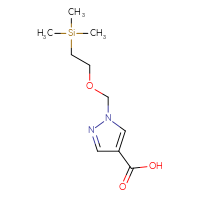 Chemical structure of 1-{[2-(trimethylsilyl)ethoxy]methyl}-1H-pyrazole-4-carboxylic acid - CSSB00135397042