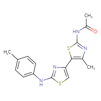 Chemical structure of N-(4-methyl-5-{2-[(4-methylphenyl)amino]-1,3-thiazol-4-yl}-1,3-thiazol-2-yl)acetamide - CSSB00160884995