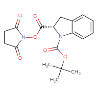 Chemical structure of 1-tert-butyl 2-(2,5-dioxopyrrolidin-1-yl) (2S)-2,3-dihydro-1H-indole-1,2-dicarboxylate - CSSB02495350740