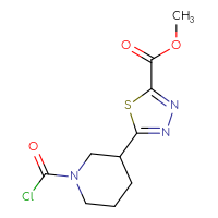 Chemical structure of methyl 5-[1-(carbonochloridoyl)piperidin-3-yl]-1,3,4-thiadiazole-2-carboxylate - CSSB21224772968