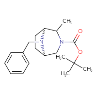Chemical structure of tert-butyl (1S,5R)-8-benzyl-2-methyl-3,8-diazabicyclo[3.2.1]octane-3-carboxylate - CSSB20621662656