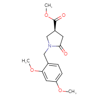 Chemical structure of methyl (3S)-1-[(2,4-dimethoxyphenyl)methyl]-5-oxopyrrolidine-3-carboxylate - CSSB06256047922