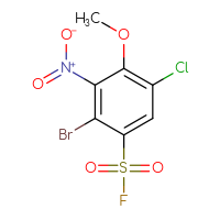 Chemical structure of 2-bromo-5-chloro-4-methoxy-3-nitrobenzene-1-sulfonyl fluoride - CSSB00102726162