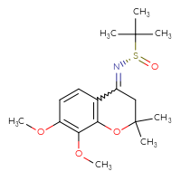 Chemical structure of (S)-N-(7,8-dimethoxy-2,2-dimethyl-3,4-dihydro-2H-1-benzopyran-4-ylidene)-2-methylpropane-2-sulfinamide - CSSB21349244216