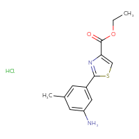 Chemical structure of ethyl 2-(3-amino-5-methylphenyl)-1,3-thiazole-4-carboxylate hydrochloride - CSSB21043418336