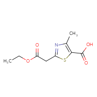 Chemical structure of 2-(2-ethoxy-2-oxoethyl)-4-methyl-1,3-thiazole-5-carboxylic acid - CSSB00021019020