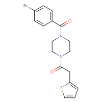 Chemical structure of 1-[4-(4-bromobenzoyl)piperazin-1-yl]-2-(thiophen-2-yl)ethan-1-one - CSSB00106690177
