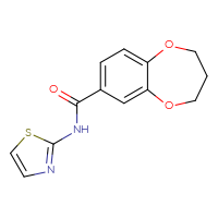 Chemical structure of N-(1,3-thiazol-2-yl)-3,4-dihydro-2H-1,5-benzodioxepine-7-carboxamide - CSSB00026614995