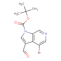 Chemical structure of tert-butyl 4-bromo-3-formyl-1H-pyrrolo[2,3-c]pyridine-1-carboxylate - CSSB21332128800
