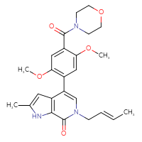 Chemical structure of 6-[(2E)-but-2-en-1-yl]-4-[2,5-dimethoxy-4-(morpholine-4-carbonyl)phenyl]-2-methyl-1H,6H,7H-pyrrolo[2,3-c]pyridin-7-one - CSSB06629244764