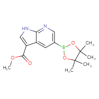 Chemical structure of methyl 5-(4,4,5,5-tetramethyl-1,3,2-dioxaborolan-2-yl)-1H-pyrrolo[2,3-b]pyridine-3-carboxylate - CSSB00010761513