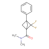 Chemical structure of 2,2-difluoro-N,N-dimethyl-3-phenylbicyclo[1.1.1]pentane-1-carboxamide - CSSB06840849957