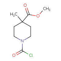 Chemical structure of methyl 1-(carbonochloridoyl)-4-methylpiperidine-4-carboxylate - CSSB15005990360