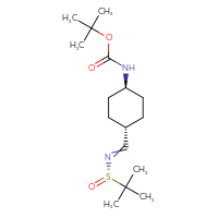 Chemical structure of tert-butyl N-[(1r,4r)-4-({[(S)-2-methylpropane-2-sulfinyl]imino}methyl)cyclohexyl]carbamate - CSSB21332857813
