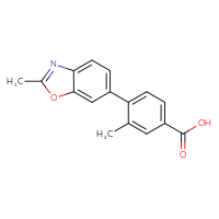 Chemical structure of 3-methyl-4-(2-methyl-1,3-benzoxazol-6-yl)benzoic acid - CSSB01744527403