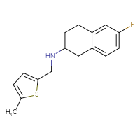 Chemical structure of 6-fluoro-N-[(5-methylthiophen-2-yl)methyl]-1,2,3,4-tetrahydronaphthalen-2-amine - CSSB06562410428