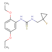 Chemical structure of 1-(2,5-diethoxyphenyl)-3-[(1-fluorocyclopropyl)methyl]thiourea - CSSB01132680405