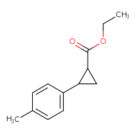 Chemical structure of ethyl 2-(4-methylphenyl)cyclopropane-1-carboxylate - CSSB00010007580