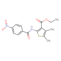 Chemical structure of ethyl 4,5-dimethyl-2-(4-nitrobenzamido)thiophene-3-carboxylate - CSSB00027980892