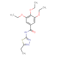Chemical structure of 3,4,5-triethoxy-N-(5-ethyl-1,3,4-thiadiazol-2-yl)benzamide - CSSB00048245019