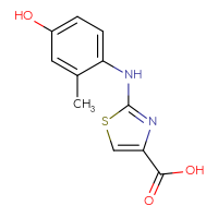 Chemical structure of 2-[(4-hydroxy-2-methylphenyl)amino]-1,3-thiazole-4-carboxylic acid - CSSB21298174376