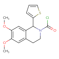 Chemical structure of 6,7-dimethoxy-1-(thiophen-2-yl)-1,2,3,4-tetrahydroisoquinoline-2-carbonyl chloride - CSSB21224774564