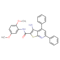 Chemical structure of 3-amino-N-(2,5-dimethoxyphenyl)-4,6-diphenylthieno[2,3-b]pyridine-2-carboxamide - CSSB00103160047