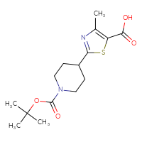 Chemical structure of 2-{1-[(tert-butoxy)carbonyl]piperidin-4-yl}-4-methyl-1,3-thiazole-5-carboxylic acid - CSSB00000054225
