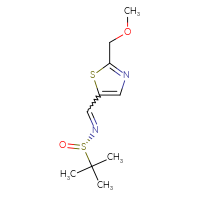 Chemical structure of (S)-N-{[2-(methoxymethyl)-1,3-thiazol-5-yl]methylidene}-2-methylpropane-2-sulfinamide - CSSB14977137094