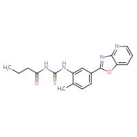 Chemical structure of 3-butanoyl-1-(2-methyl-5-{[1,3]oxazolo[4,5-b]pyridin-2-yl}phenyl)thiourea - CSSB00121715383