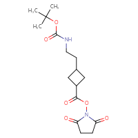 Chemical structure of 2,5-dioxopyrrolidin-1-yl 3-(2-{[(tert-butoxy)carbonyl]amino}ethyl)cyclobutane-1-carboxylate - CSSB20271123641