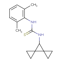 Chemical structure of 1-(2,6-dimethylphenyl)-3-{dispiro[2.0.2⁴.1³]heptan-7-yl}thiourea - CSSB01132711354