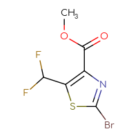 Chemical structure of methyl 2-bromo-5-(difluoromethyl)-1,3-thiazole-4-carboxylate - CSSB09888673635