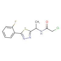 Chemical structure of 2-chloro-N-{1-[5-(2-fluorophenyl)-1,3,4-thiadiazol-2-yl]ethyl}acetamide - CSSB00160530190