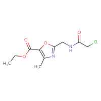 Chemical structure of ethyl 2-[(2-chloroacetamido)methyl]-4-methyl-1,3-oxazole-5-carboxylate - CSSB06741665649