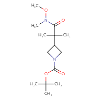 Chemical structure of tert-butyl 3-{1-[methoxy(methyl)carbamoyl]-1-methylethyl}azetidine-1-carboxylate - CSSB07054548053