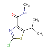 Chemical structure of 2-chloro-N-methyl-5-(propan-2-yl)-1,3-thiazole-4-carboxamide - CSSB00941499835