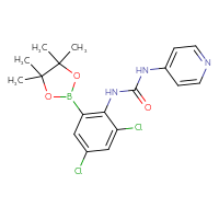 Chemical structure of 3-[2,4-dichloro-6-(4,4,5,5-tetramethyl-1,3,2-dioxaborolan-2-yl)phenyl]-1-(pyridin-4-yl)urea - CSSB21332057569