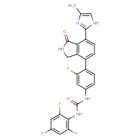 Chemical structure of 3-{3-fluoro-4-[7-(4-methyl-1H-imidazol-2-yl)-1-oxo-2,3-dihydro-1H-isoindol-4-yl]phenyl}-1-(2,4,6-trifluorophenyl)urea - CSSB06256045652