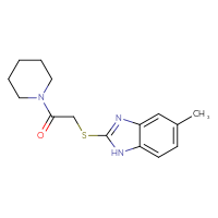 Chemical structure of 2-[(5-methyl-1H-1,3-benzodiazol-2-yl)sulfanyl]-1-(piperidin-1-yl)ethan-1-one - CSSB00027902924