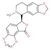 Chemical structure of (3S)-6,7-dimethoxy-3-[(5R)-6-methyl-2H,5H,6H,7H,8H-[1,3]dioxolo[4,5-g]isoquinolin-5-yl]-1,3-dihydro-2-benzofuran-1-one - CSSB00000043579