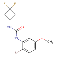 Chemical structure of 1-(2-bromo-5-methoxyphenyl)-3-(3,3-difluorocyclobutyl)urea - CSSB00091764485
