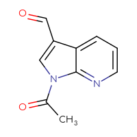 Chemical structure of 1-acetyl-1H-pyrrolo[2,3-b]pyridine-3-carbaldehyde - CSSB00000106790
