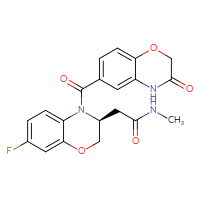 Chemical structure of 2-[(3S)-7-fluoro-4-(3-oxo-3,4-dihydro-2H-1,4-benzoxazine-6-carbonyl)-3,4-dihydro-2H-1,4-benzoxazin-3-yl]-N-methylacetamide - CSSB03496583154