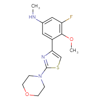Chemical structure of 3-fluoro-4-methoxy-N-methyl-5-[2-(morpholin-4-yl)-1,3-thiazol-4-yl]aniline - CSSB00160999803