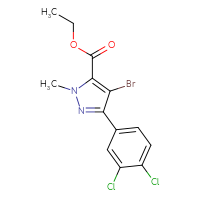 Chemical structure of ethyl 4-bromo-3-(3,4-dichlorophenyl)-1-methyl-1H-pyrazole-5-carboxylate - CSSB20572401637